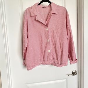 Casual Pink White Collard Shirt